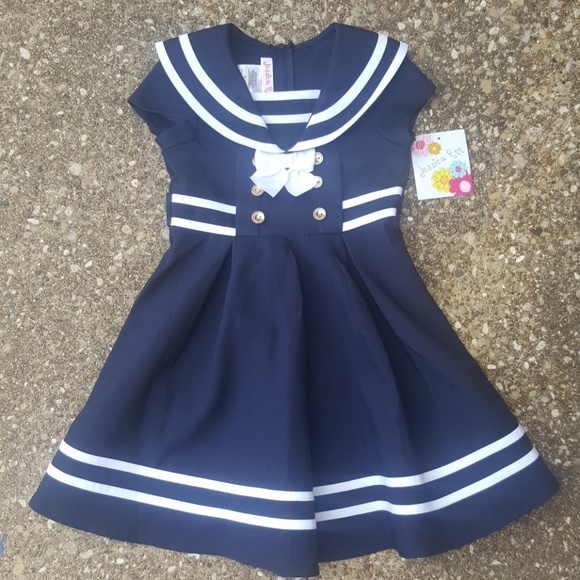blue and white sailor dress
